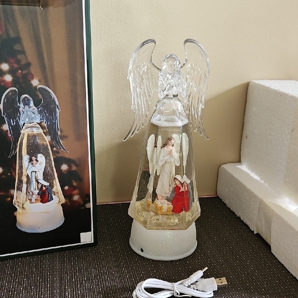 Lighted Angel Scene Snowglobe